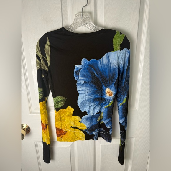 Alice + Olivia Delaina Long Sleeve Top in Le Parisien Black M - Picture 4 of 8